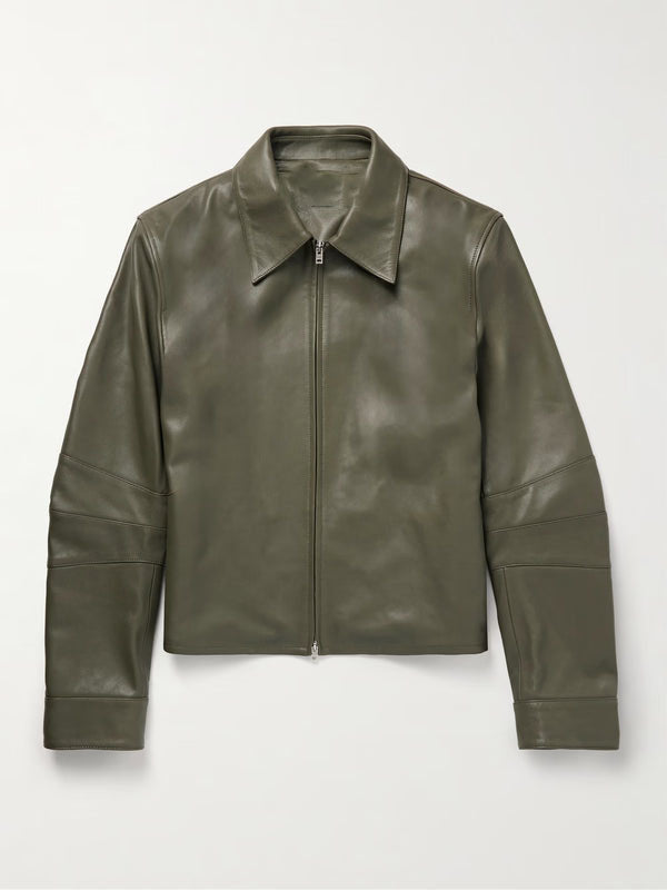 Olive Leather Jacket 00033