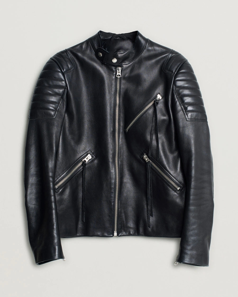 Black Leather Jacket Racer 00031