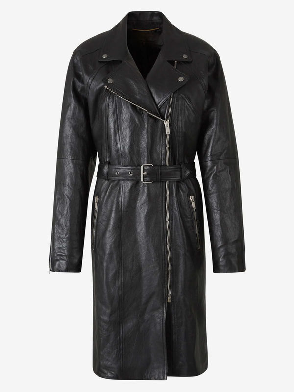 Long Trench Leather Jacket 00024